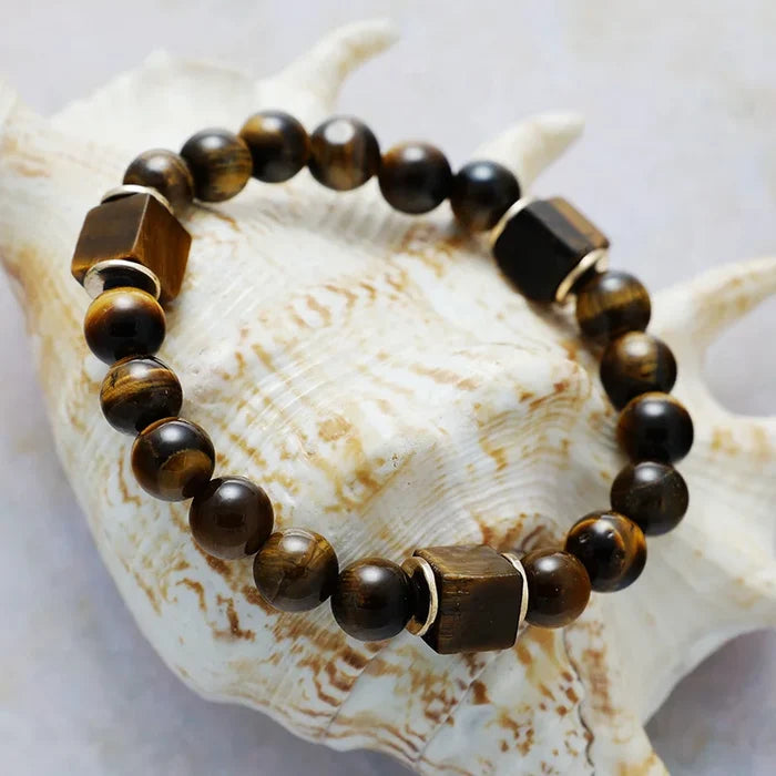 Natural Tiger's Eye Unisex Beaded Bracelet