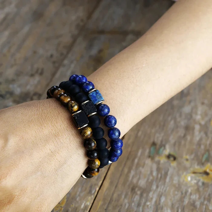 Natural Tiger's Eye Unisex Beaded Bracelet