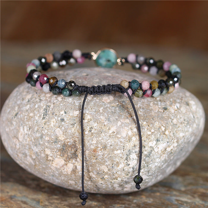 Natural Tourmaline & Indian Agate Wrap Bracelet