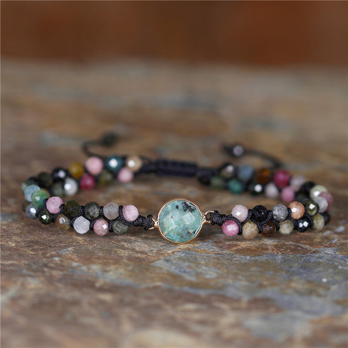 Natural Tourmaline & Indian Agate Wrap Bracelet