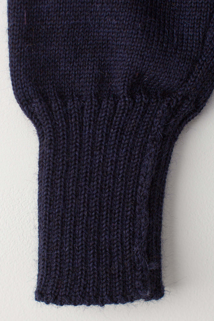 Open cuff detail on a Navy Zipped Guernsey Jacket