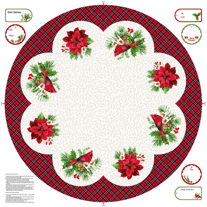 Northcott Cardinal Christmas DP25477 10 Tree Skirt Panel