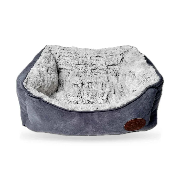 Novara Faux Suede Brown Dog Bed with High Sides and Reversible Cushion - Dog Bed for dogs Snug and Cosy Pets