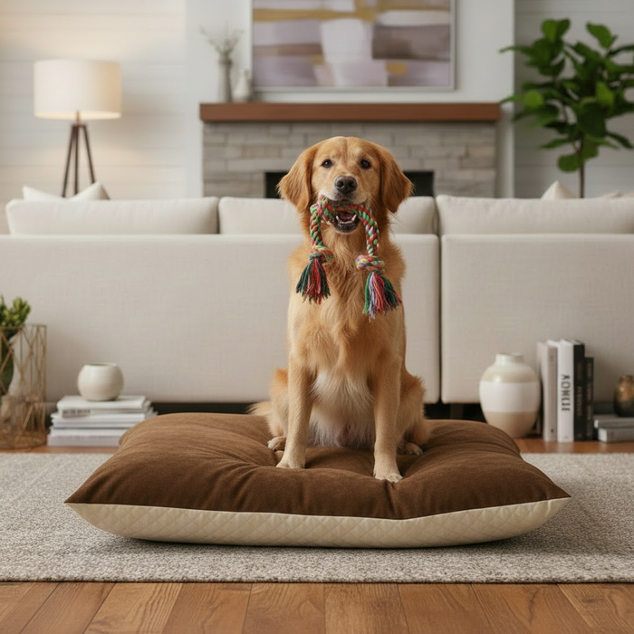Novara Faux Suede Dog Pet Lounger Cover Only Removable Brown - Luxurious & Durable - Dog Bed Cover for dogs Snug and Cosy Pets
