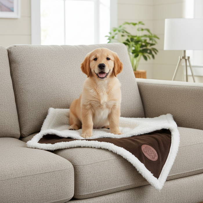 Novara Fleece Lined Pet Blanket – Brown Grey - Pet Blankets for dogs Snug and Cosy Pets