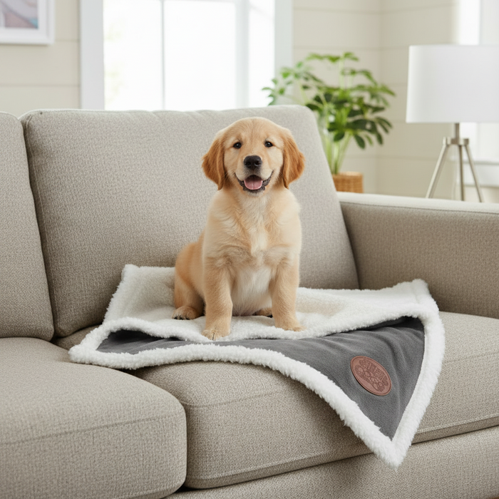 Novara Fleece Lined Pet Blanket – Brown Grey - Pet Blankets for dogs Snug and Cosy Pets