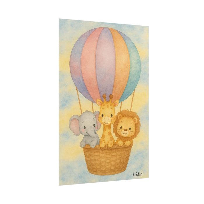 Nusafari Hot Air Balloon Wall Art Nursery Poster Print