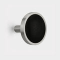 Pair of Brass & Black Leather Curtain Tie Backs in Silver – rear view
