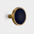 Pair of Brass & Blue Leather Curtain Tie Backs in Antique – rear view
