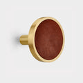 Pair of Brass & Brown Leather Curtain Tie Backs in Gold – rear view