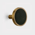 Pair of Brass & Green Leather Curtain Tie Backs in Antique – rear view