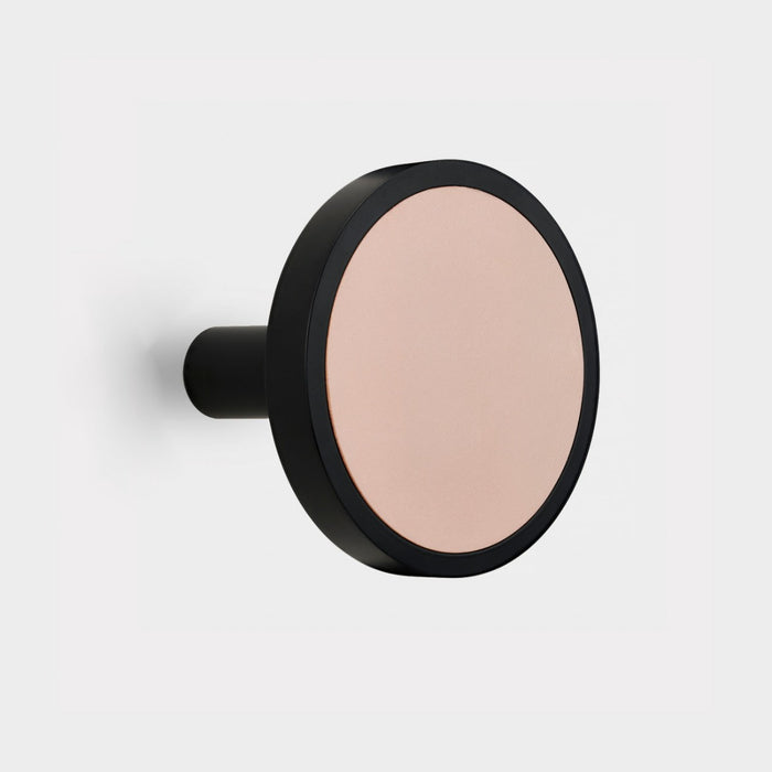 Pair of Brass & Pink Leather Curtain Tie Backs in Black – rear view