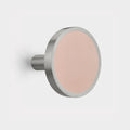 Pair of Brass & Pink Leather Curtain Tie Backs in Silver – rear view