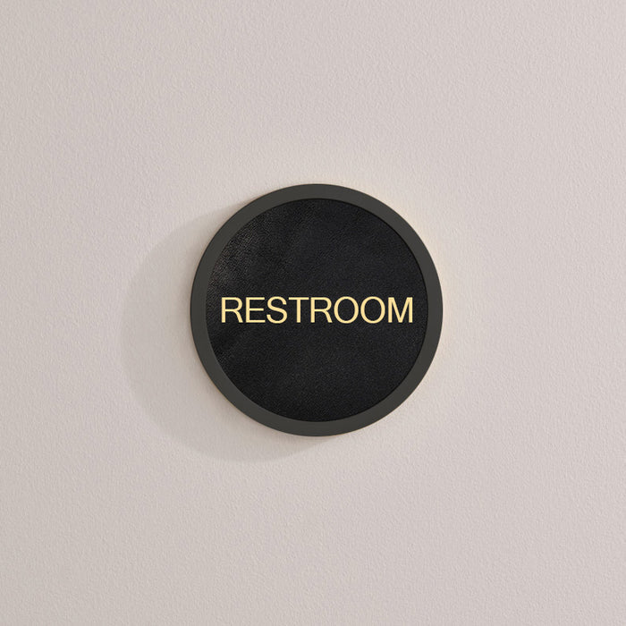 Personalised Name Brass & Leather Door Plaque in Black – installed view