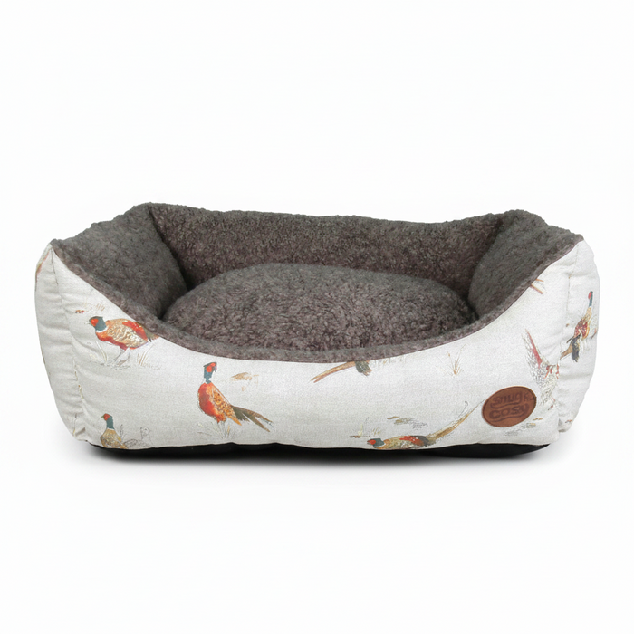 Pheasant Print Luxury Dog Bed | Nature Range - Dog Bed for dogs Snug and Cosy Pets