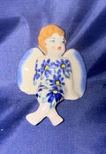 Phoenix Purple Daisy with Leaves Sitting Angel - Pattern: Purple Daisy with Leaves