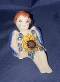 Phoenix Sunflower Angel with Brown Hair Shelf Sitter - Pattern: Sunflower