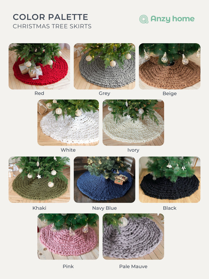 Pink Chunky-Knitted Christmas Tree Skirt | US Stock