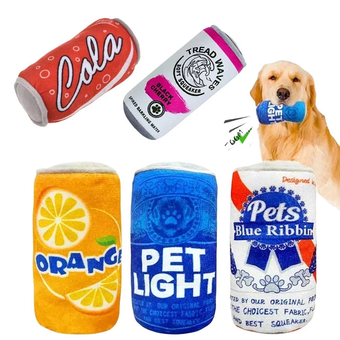 Plush Dog Wine & Beer Bottle Chew Toy