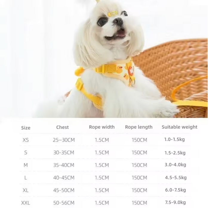 Quacky-Cute Adjustable Dog Harness & Leash Set