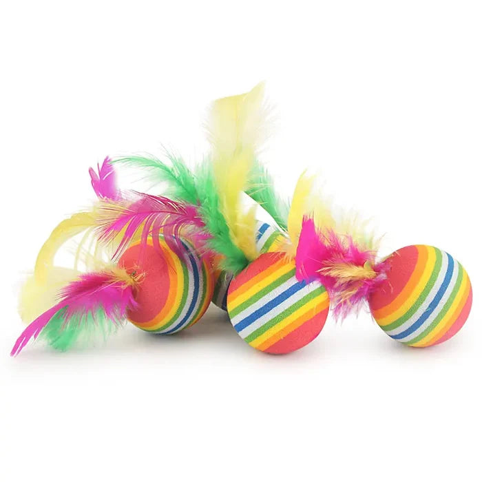 RainbowFlick 10-Pack Feather Cat Balls