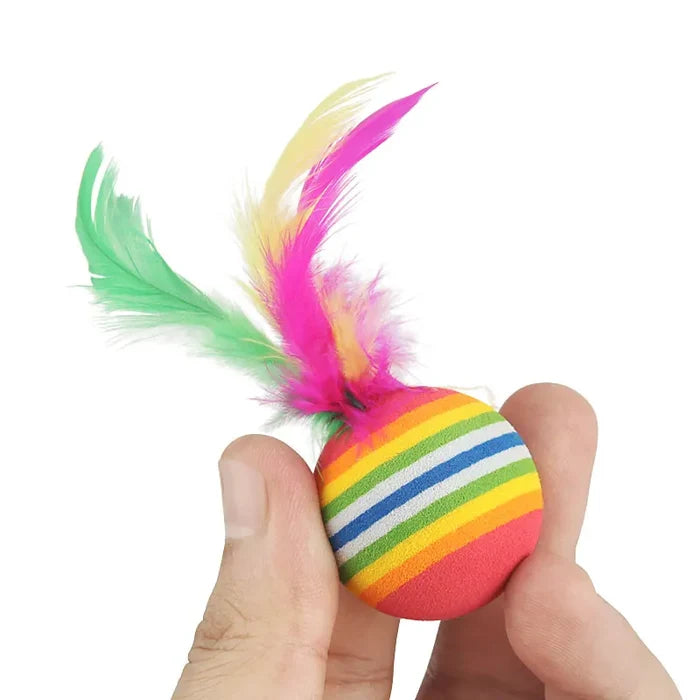 RainbowFlick 10-Pack Feather Cat Balls