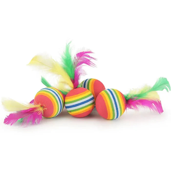 RainbowFlick 10-Pack Feather Cat Balls
