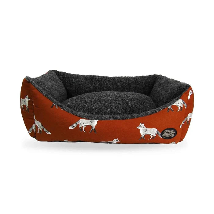 Fox Print Dog Bed - Cozy, Stylish, and Comfortable Canine Comfort - Dog Bed for dogs Snug and Cosy Pets