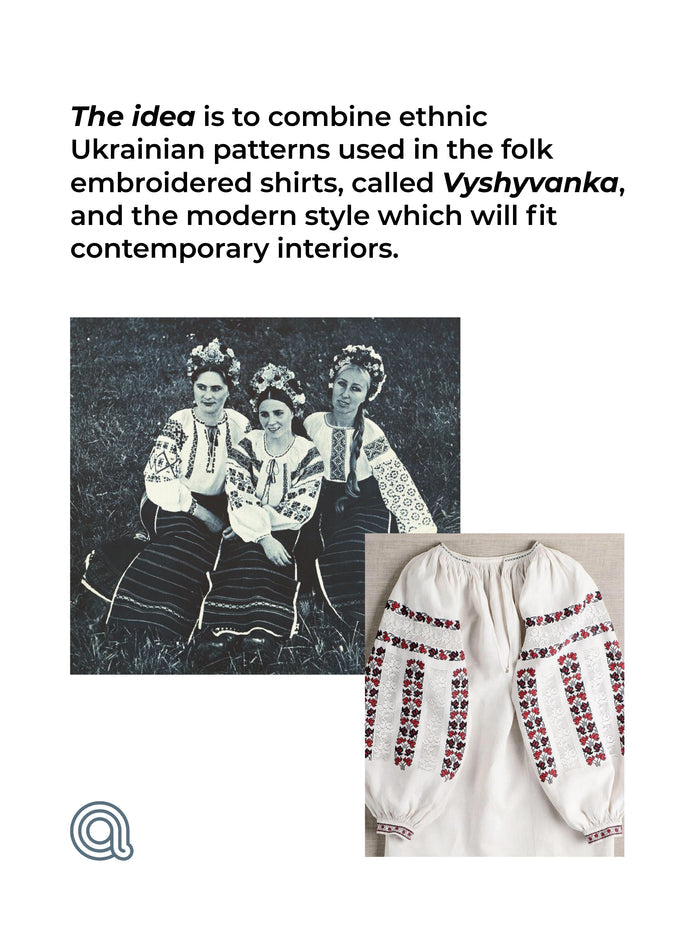 Round Storage Basket in Ukrainian Vyshyvanka Style