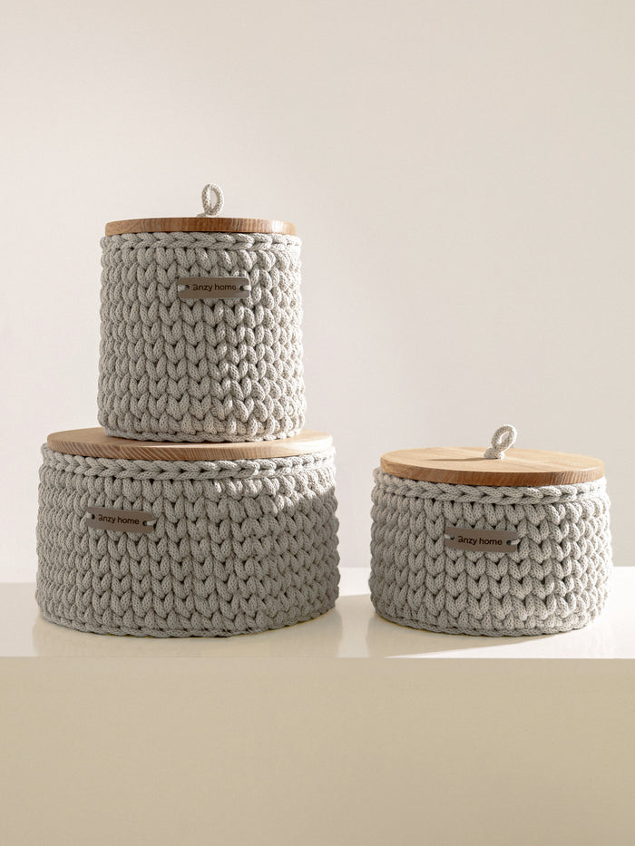 Silver cord / Set of 3 baskets