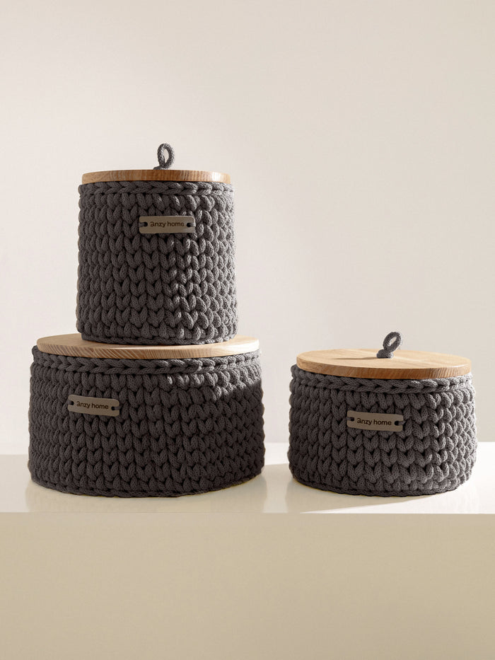 Charcoal / Set of 3 baskets