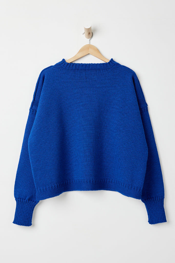 Royal blue off shoulder Guernsey Jumper