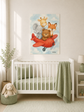 Safari Airplane Nursery Wall Art Matte Poster 30x40 18x24  Animal Plane Print Giraffe Elephant Bear Fox| Baby Room Decor Kids Wall Art