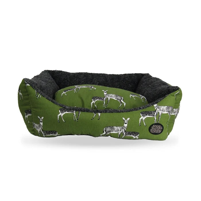 Sage Deer Print Dog Pet Bed – Luxury Comfort for Your Furry Friend - Dog Bed for dogs Snug and Cosy Pets