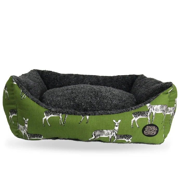 Sage Deer Print Dog Pet Bed – Luxury Comfort for Your Furry Friend - Dog Bed for dogs Snug and Cosy Pets