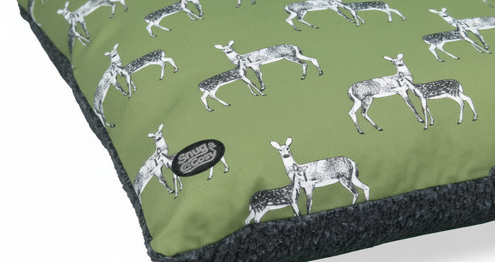 Sage Deer Print Lounger - Elegant Dog Bed for Ultimate Comfort - Dog Beds & Loungers for dogs Snug and Cosy Pets