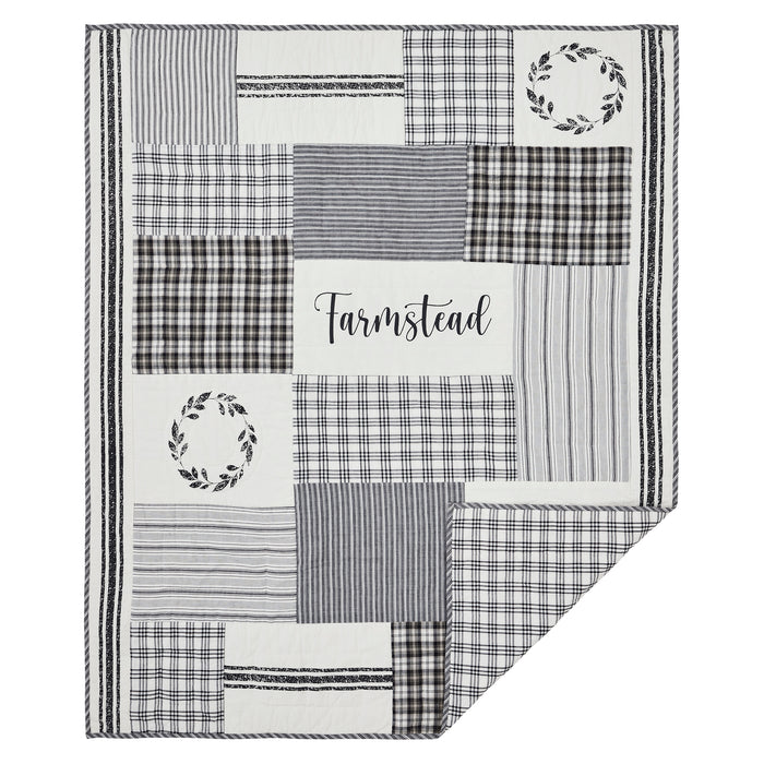 Sawyer Mill Black Stenciled Patchwork Throw 60x50