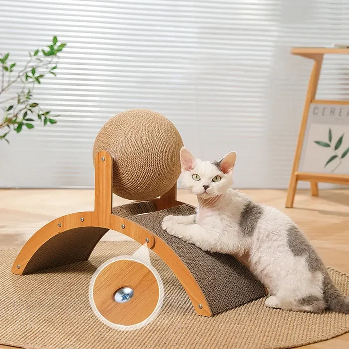 ScratchSphere 2-in-1 Cat Scratching Ball & Wood Scratcher