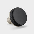 Silver Brass Door Knobs with Linear Top In Black