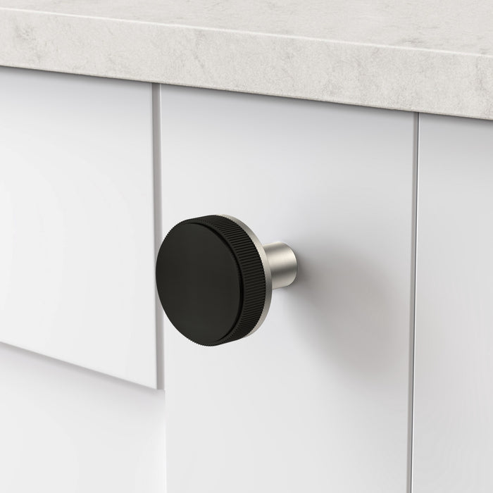 Silver Brass Door Knobs with Linear Top In Black – product view 2