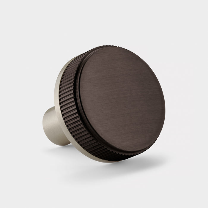 Silver Brass Door Knobs with Linear Top In Bronze