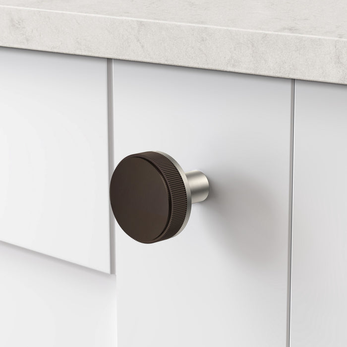 Silver Brass Door Knobs with Linear Top In Bronze – product view 2
