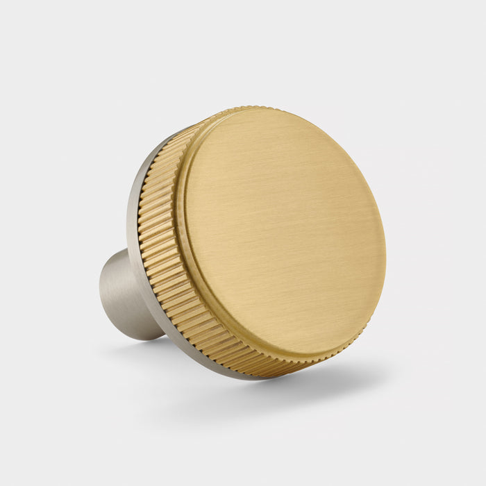 Silver Brass Door Knobs with Linear Top In Gold