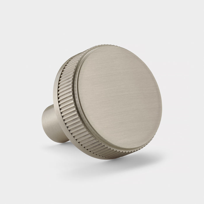 Silver Brass Door Knobs with Linear Top In Silver