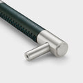 Silver Brass Leather Cabinet Handles in Green