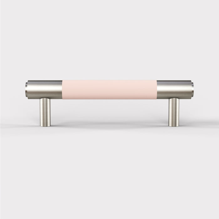 Silver Brass Leather Cabinet Handles in Pink – product view 3
