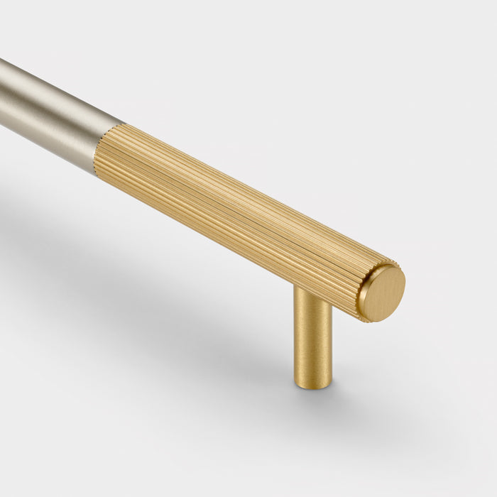 Silver Brass Linear Cabinet Handle with Tip in Gold
