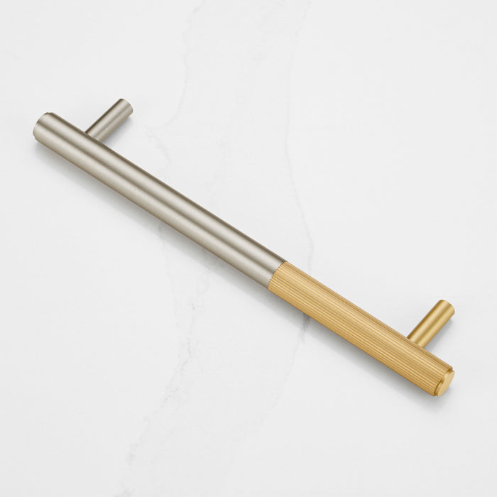 Silver Brass Linear Cabinet Handle with Tip in Gold – product view 2