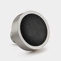 Silver & Leather Round Door Knobs in Black