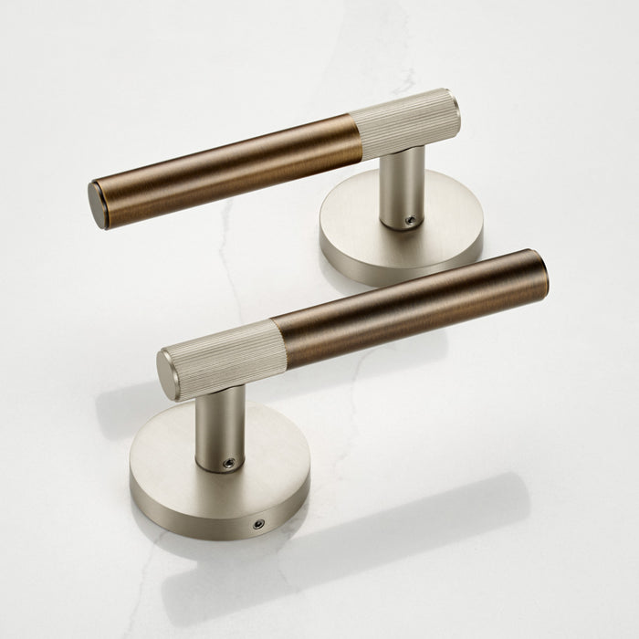 Silver Linear Lever Handle with Tip in Antique